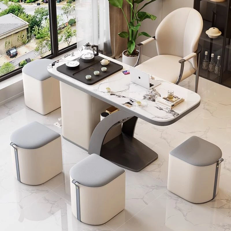 岩板阳台茶桌现代轻奢高级感家用小茶台休闲泡茶桌椅组合茶具套装