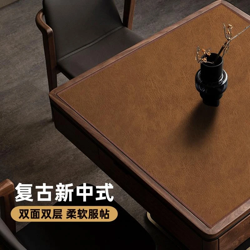 仿牛皮八仙桌桌垫手搓麻将垫子打牌加厚新中式四方桌桌布防水免洗
