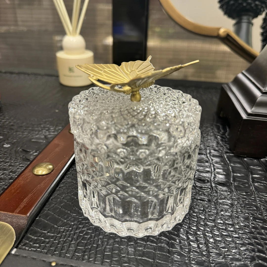 【欧美外单】CB4022C全铜蝴蝶水晶糖果盒9cm*11cm