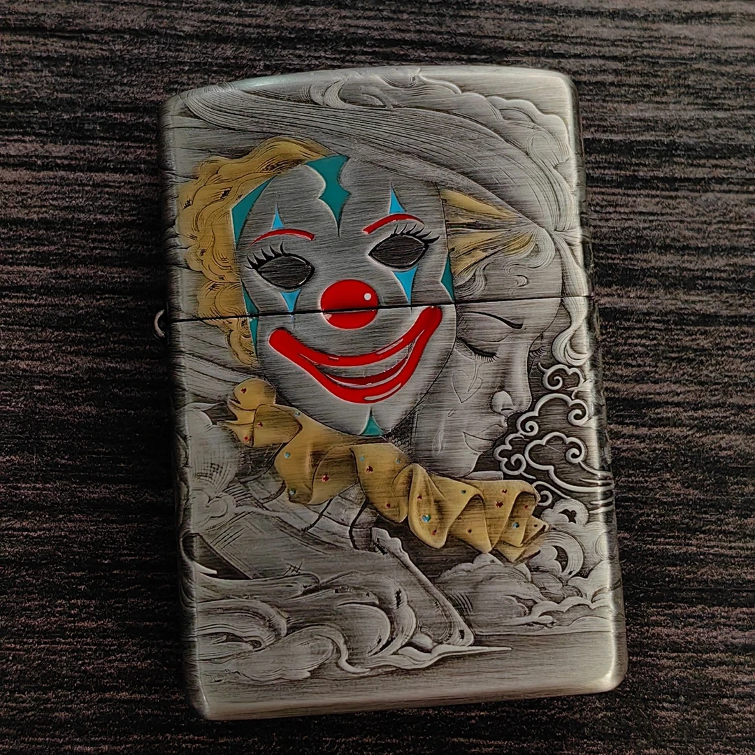 zippo打火机 DB 162熏银镀金面具人生 DY9910BJ 1576dabai