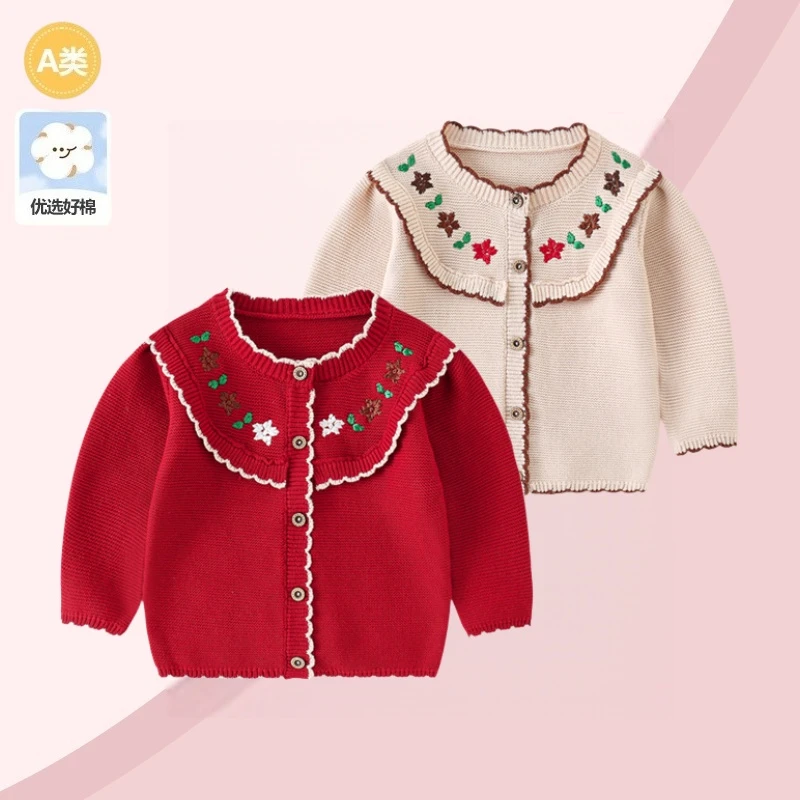 儿童毛衣春秋开衫女童针织衫毛线上衣中小童小女孩外套女宝宝纱衣