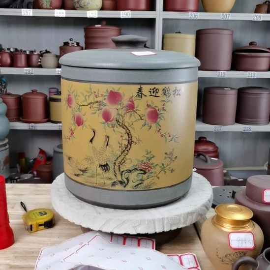 紫砂茶叶罐正品八饼装茶叶罐9855