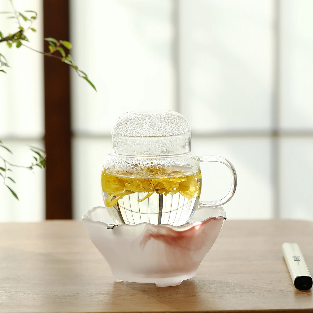 德白高颜值粉色琉璃蜡烛温茶炉蜡烛温茶器家用茶具保温底座暖茶炉