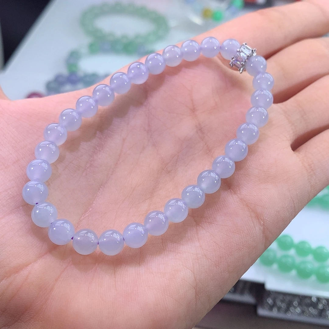 未镶嵌手链翡翠浅紫罗兰手串