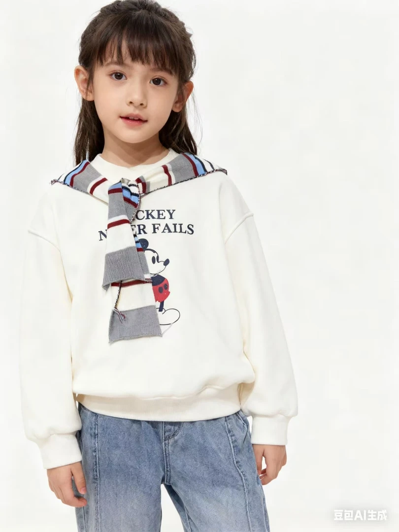 【超值福利】TX米奇加厚绒圆领卫衣带披肩韩版洋气男女童冬季新款