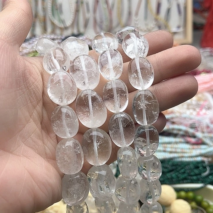 玛瑙/玉髓珠宝半成品未镶嵌一条白阿塞随型珠