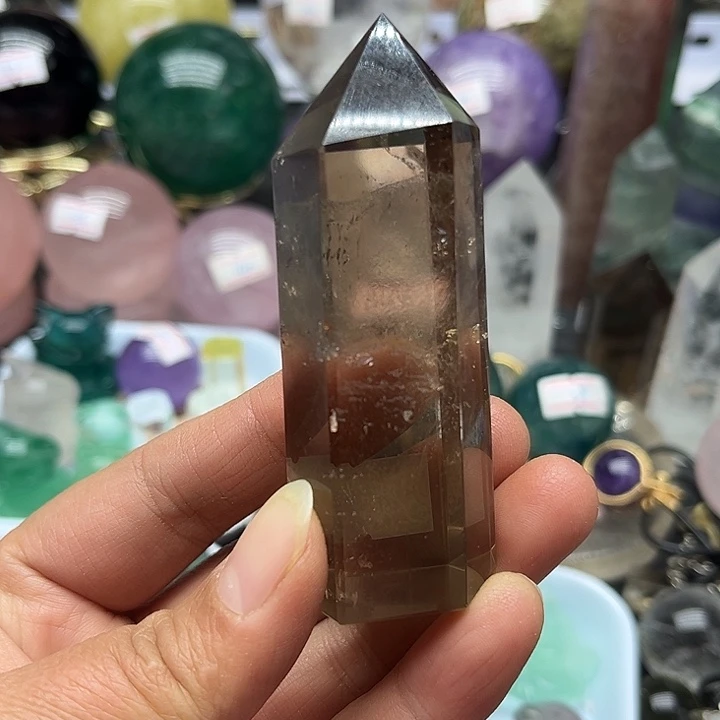 珠宝半成品水晶未镶嵌90克茶水晶柱
