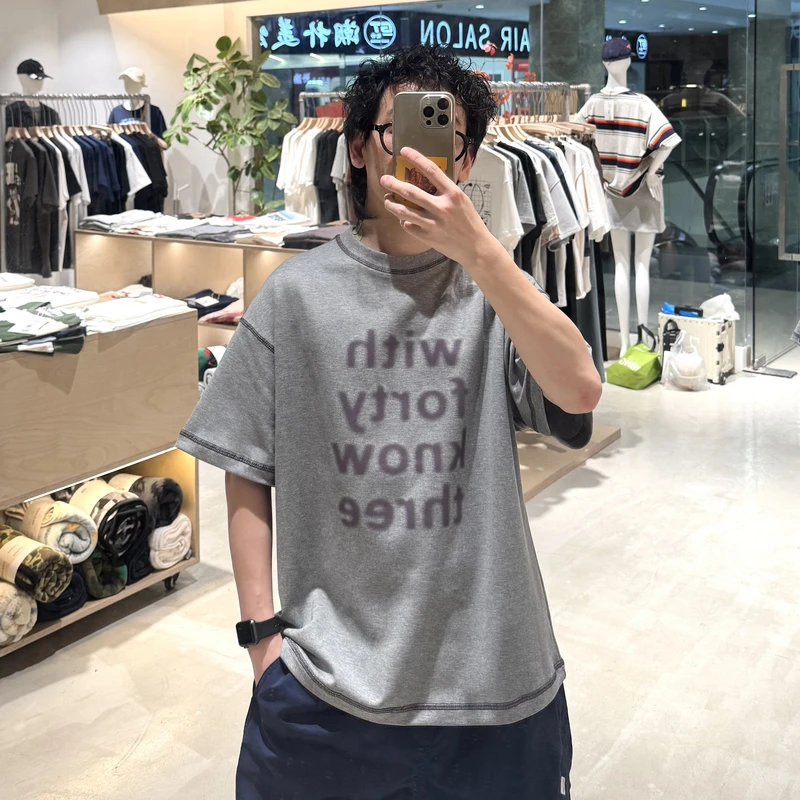 夏季青年情侣印花圆领字母短袖T恤LF25182