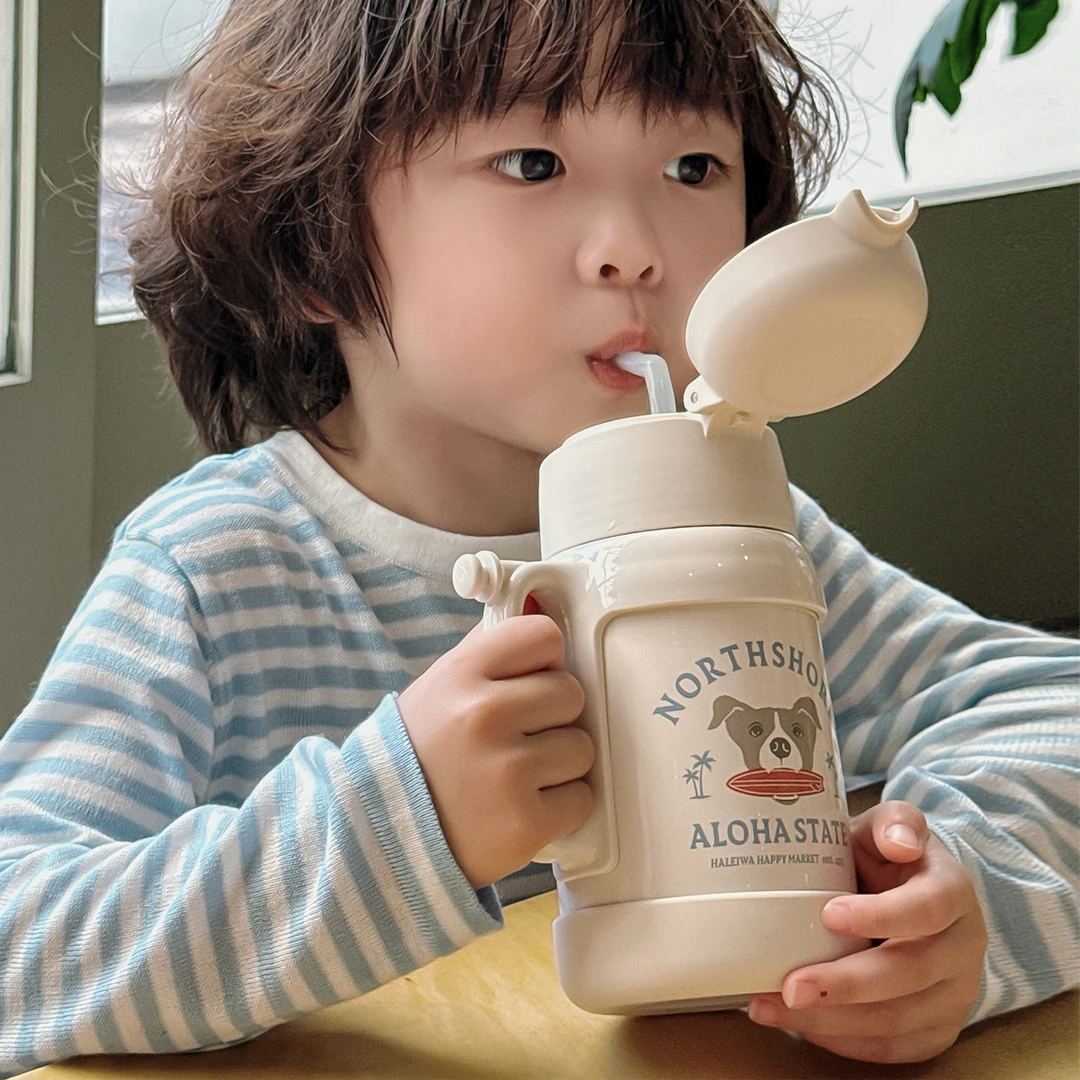 haleiwa儿童保温杯幼儿园水壶男女孩便携式吸管杯2025新款水杯子