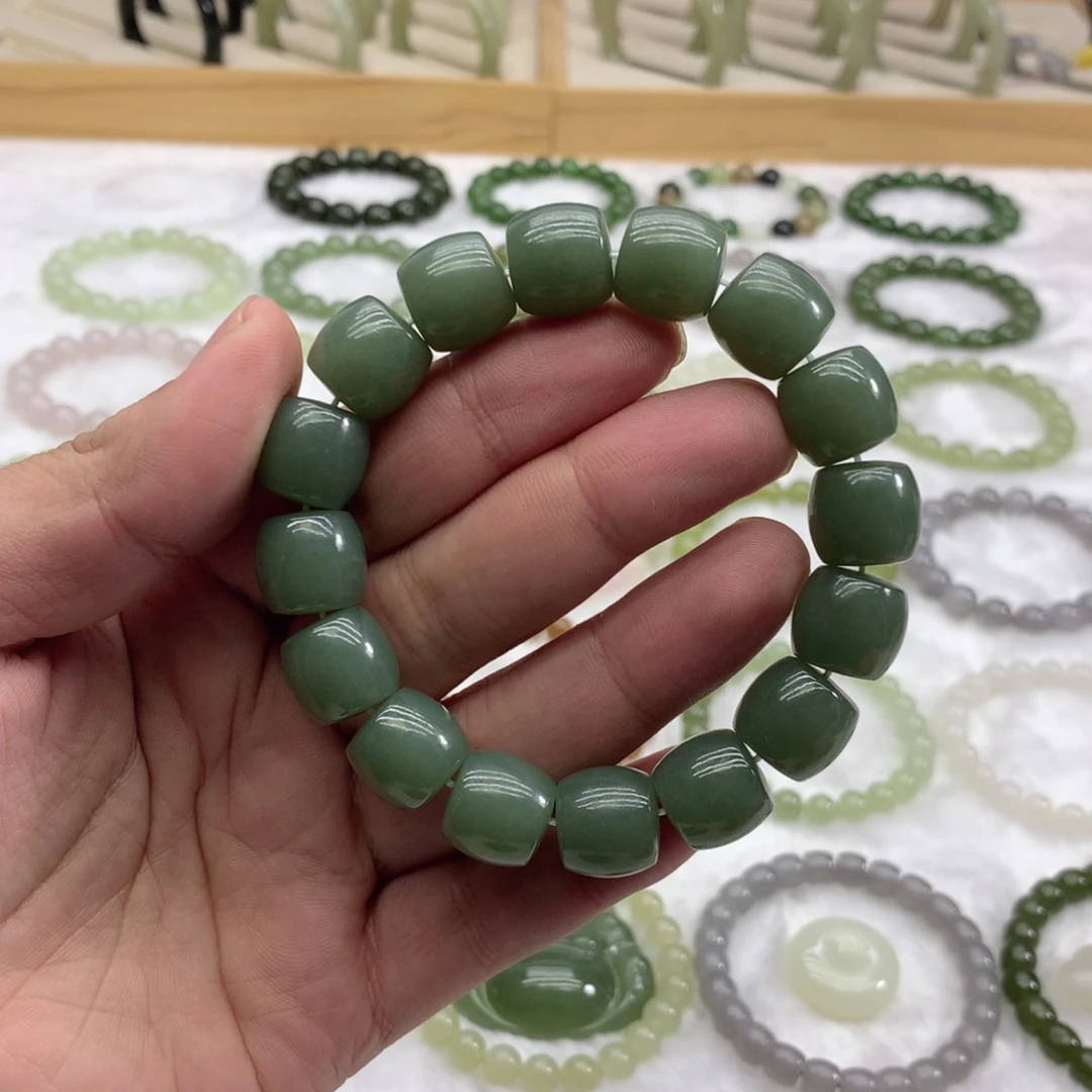 和田玉未镶嵌手串（直切且末蓝14）