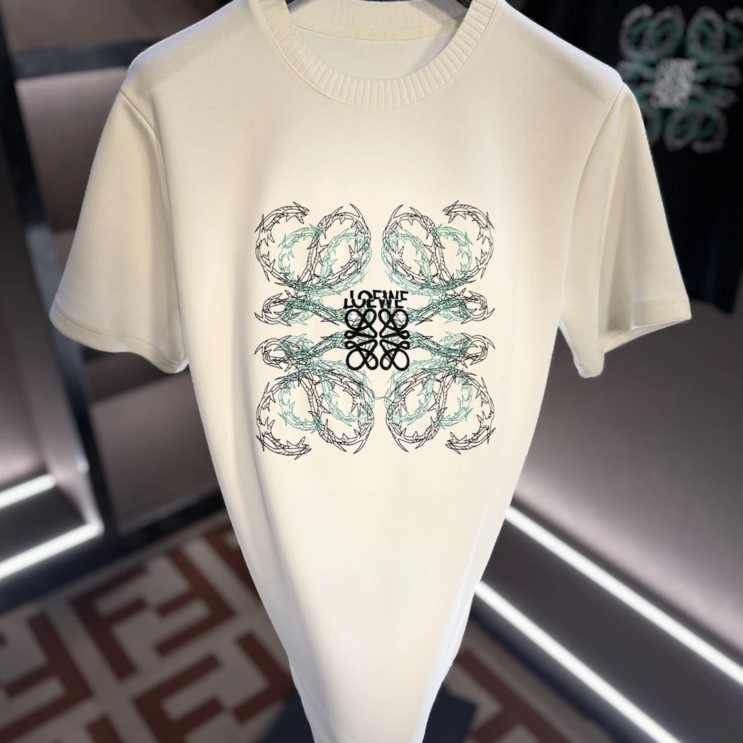 男士新款休闲百搭刺绣时尚圆领短袖T恤轻奢纯色简约上衣2561