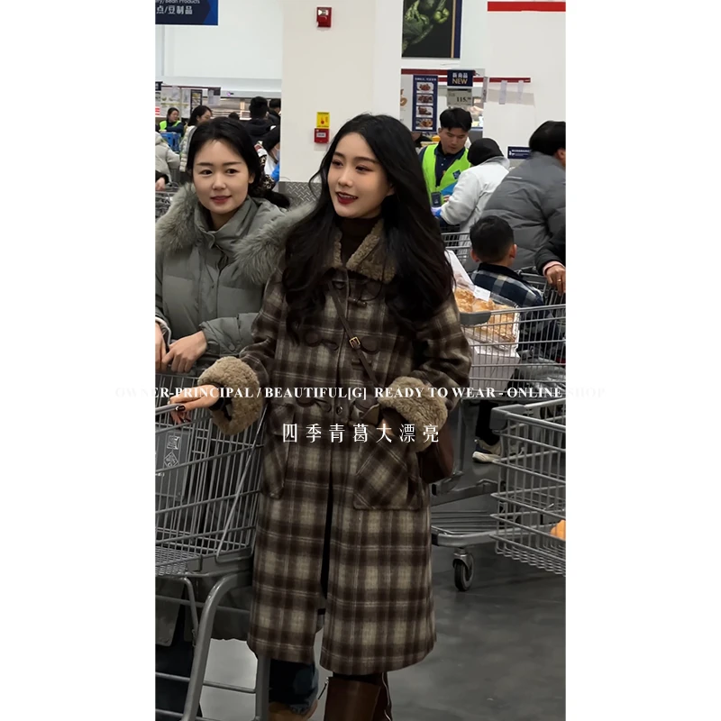 【大漂亮自制】2024冬季新款格子羽绒大衣 QL8DY2502