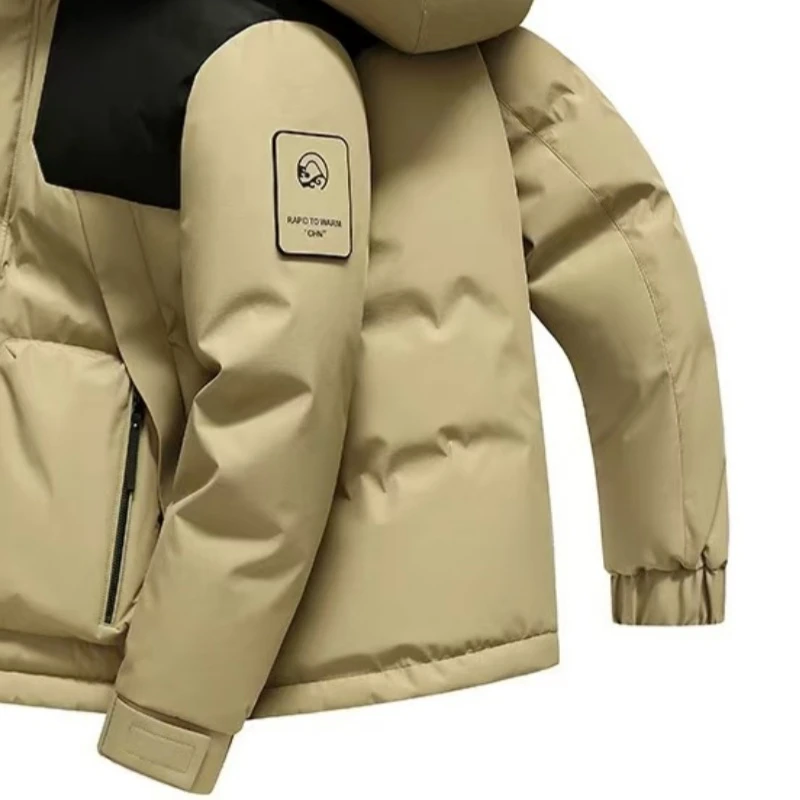 【王一博三防加厚重磅工装款】时尚拼接连帽保暖外套238815