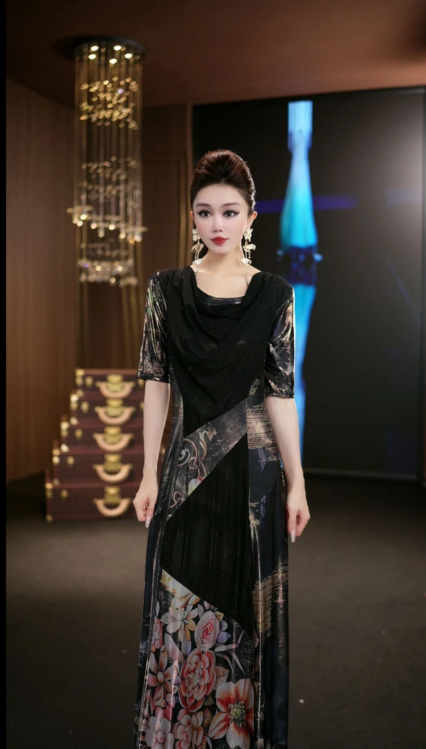 (娴儿)-高贵气质轻奢优雅夏季设计师连衣裙 D1162