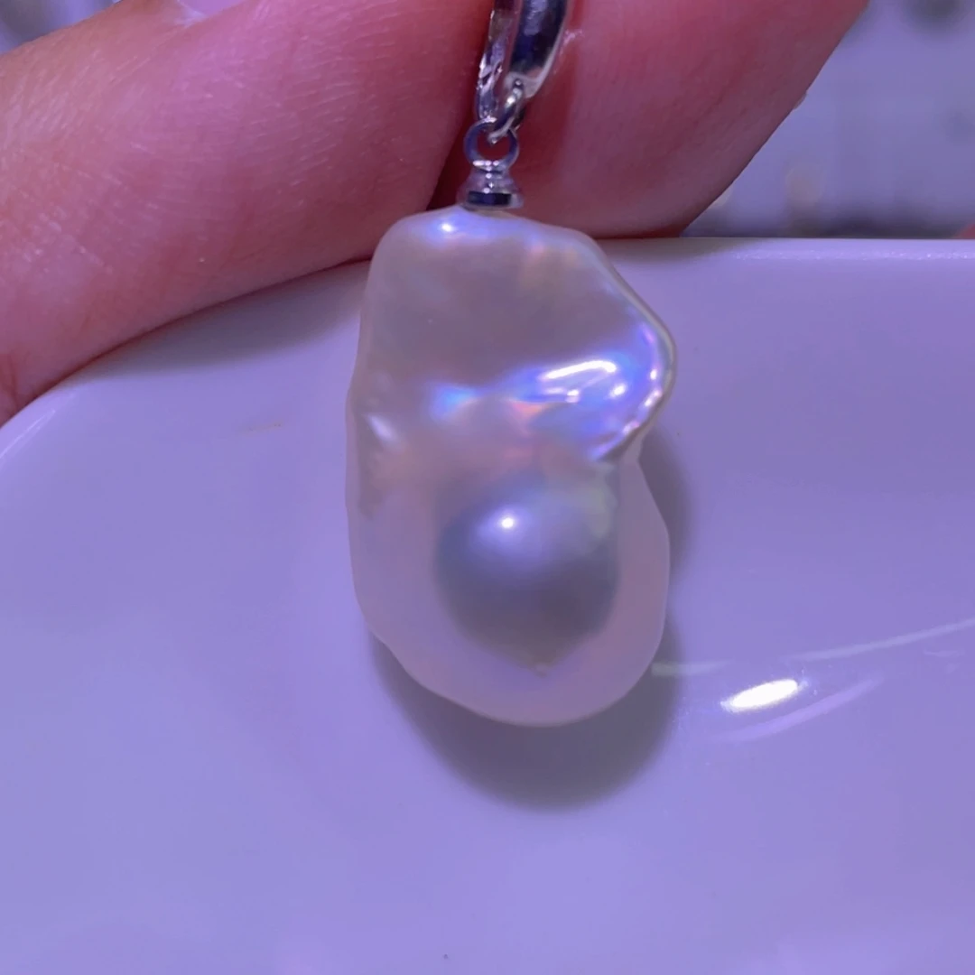 淡水珍珠银S925镶嵌天然淡水珍珠吊坠