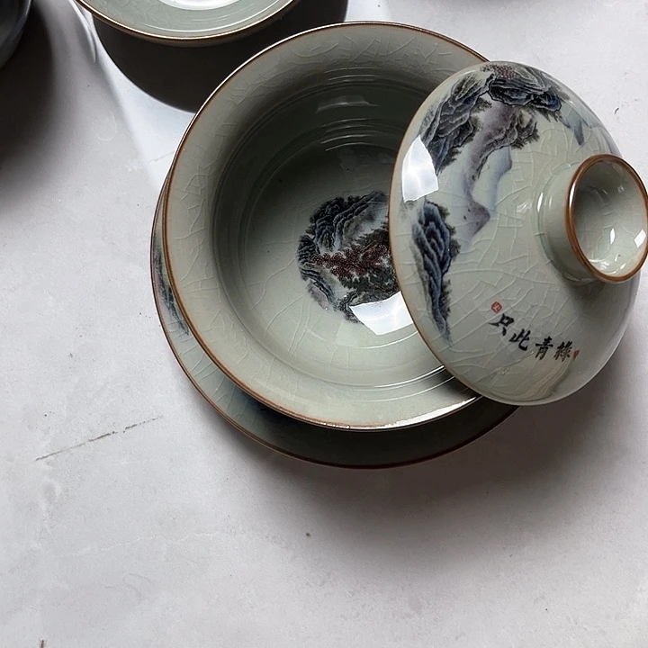 只此青绿元宝盖碗