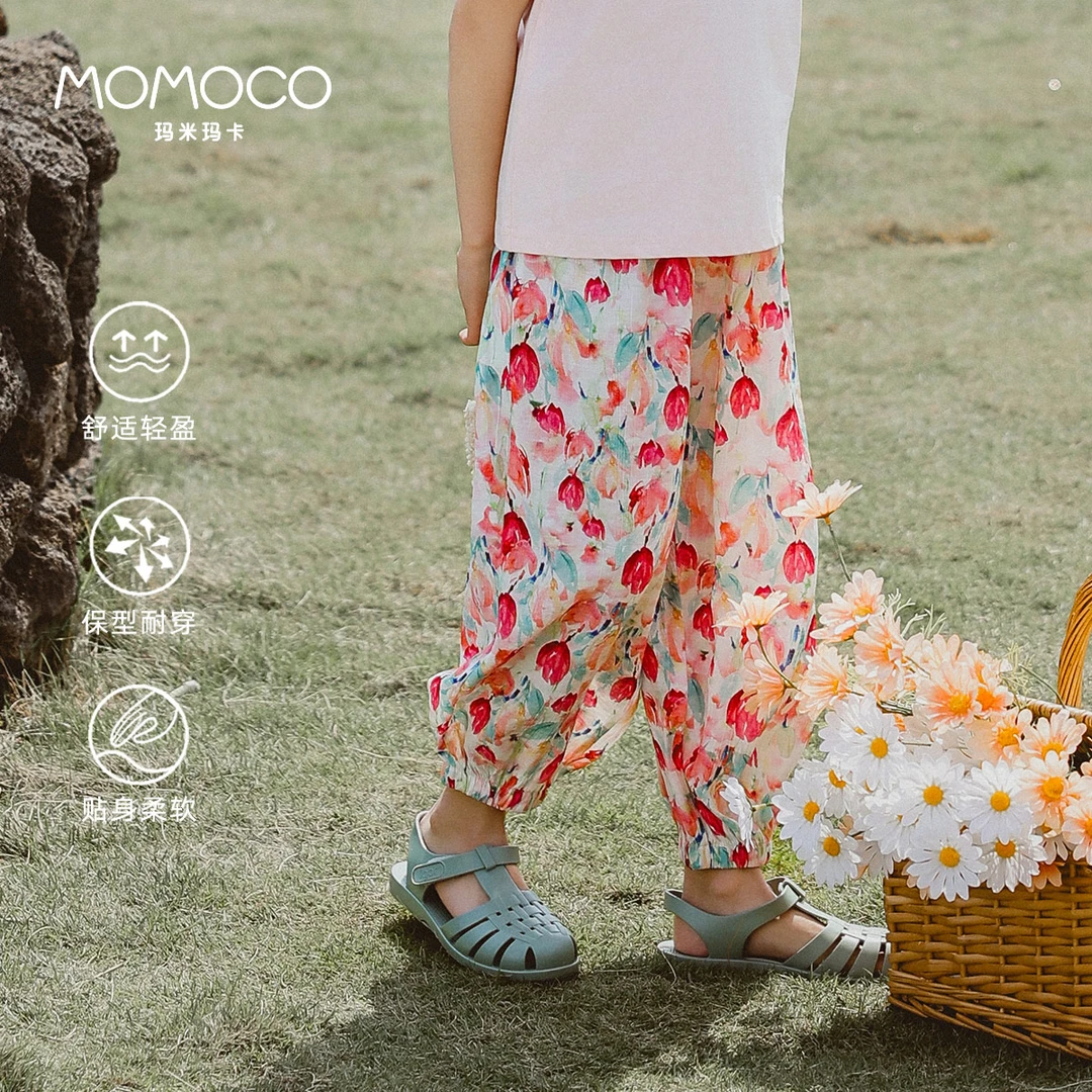 MOMOCO女童夏季新款花色休闲裤77630354012