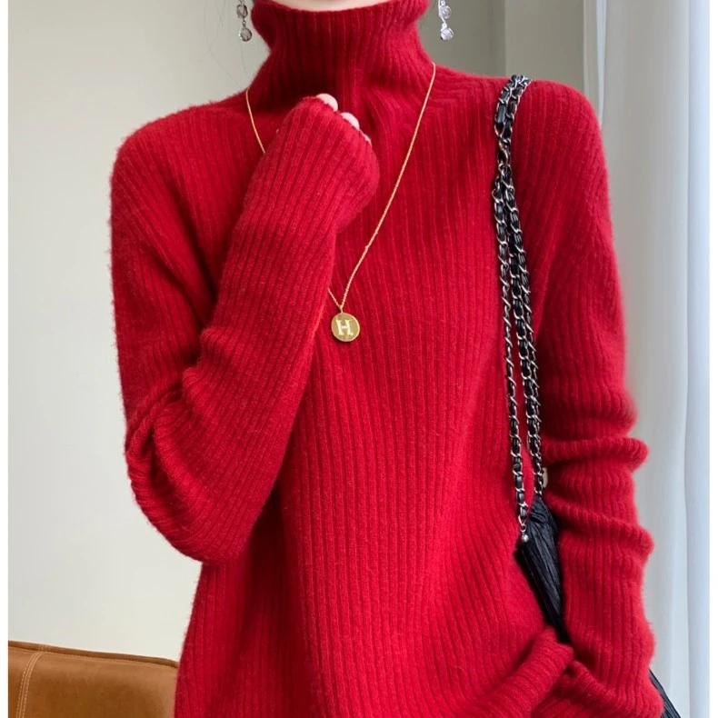 【三股】加厚高领女士宽松针织打底毛衣秋冬百搭