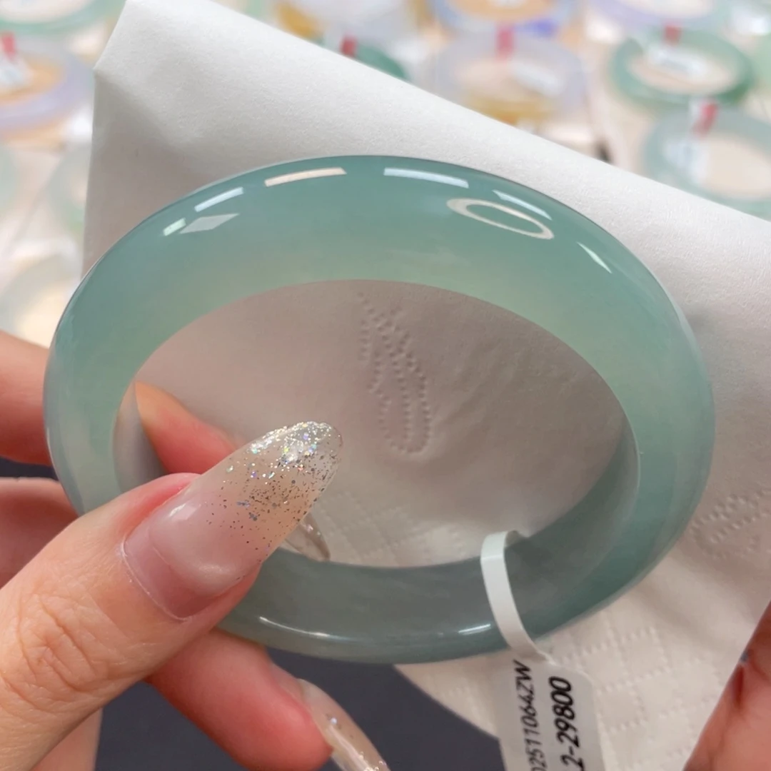 未镶嵌手镯翡翠56.2果冻胶满色湖蓝3号