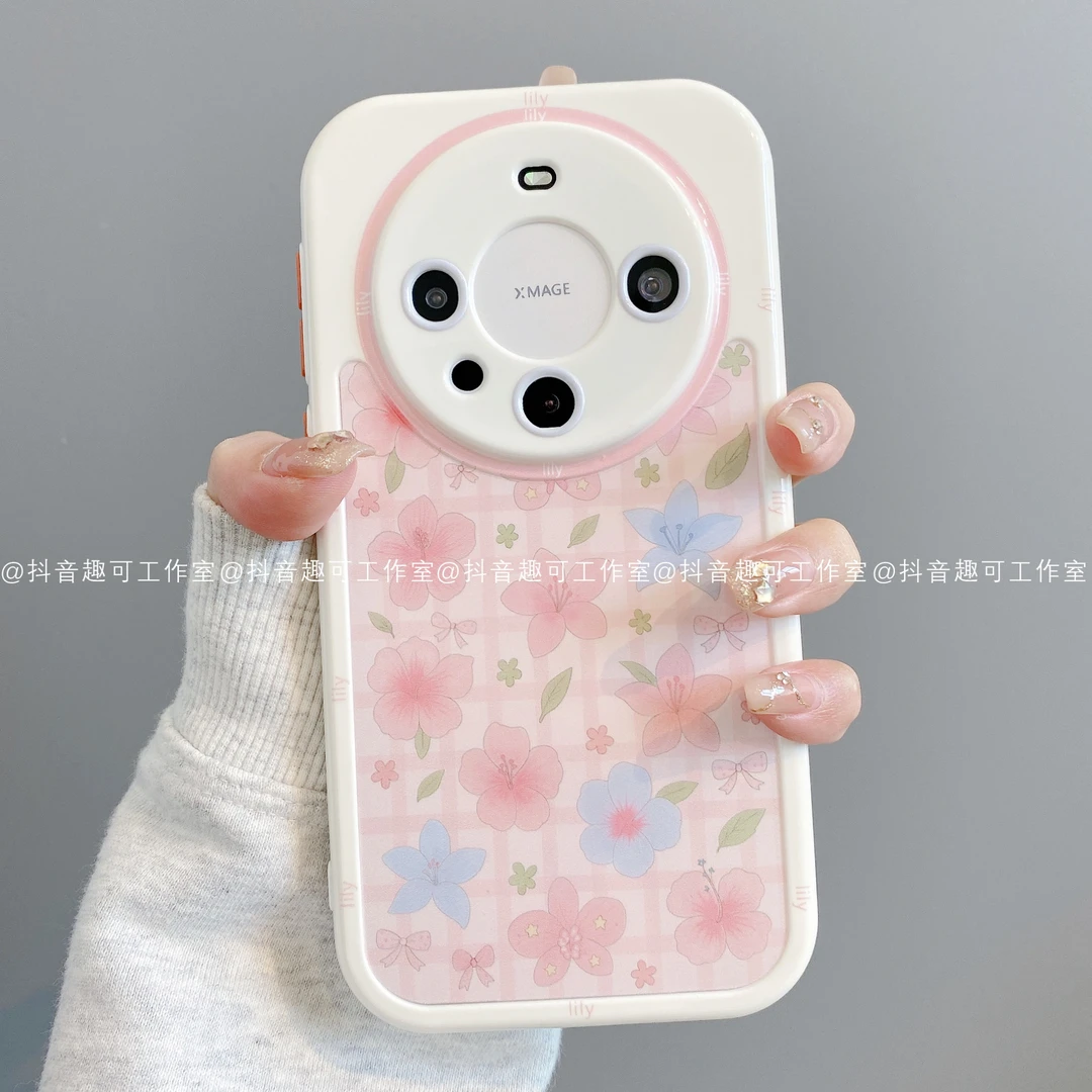 奶油壳适用华为mate70pro/60/50/40苹果16pro小米手机壳粉蓝百合