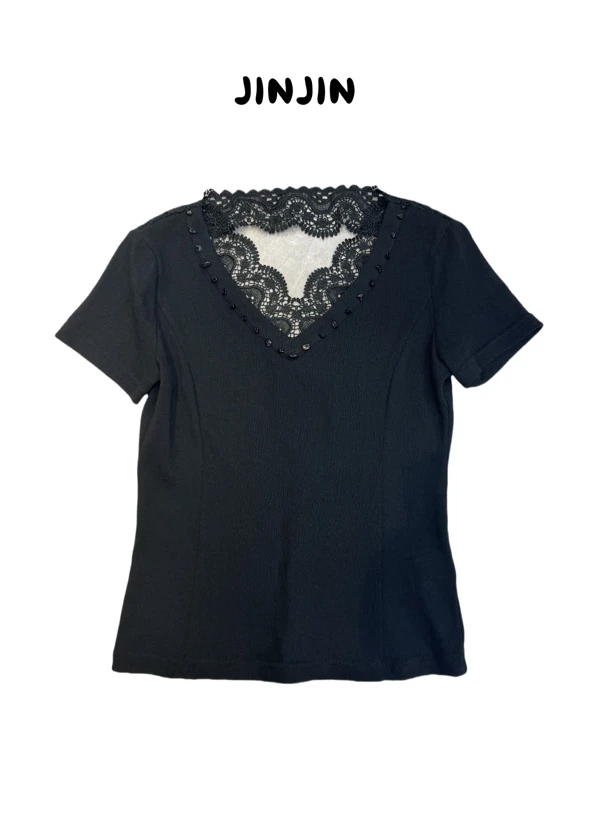 【JINJIN】2025夏季新款小众设计短袖上衣（9501）NO退NO换