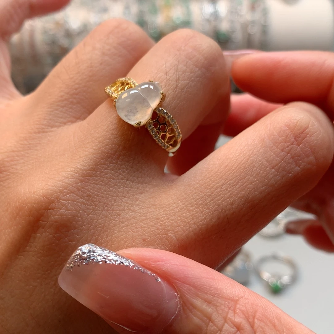 翡翠银S925镶嵌颈饰戒指4