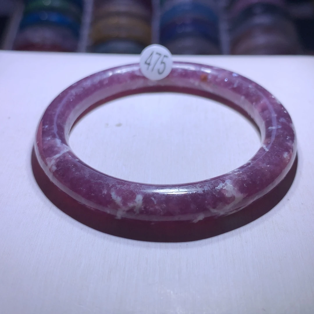 银S925镶嵌水晶手镯紫锂云母52圈475