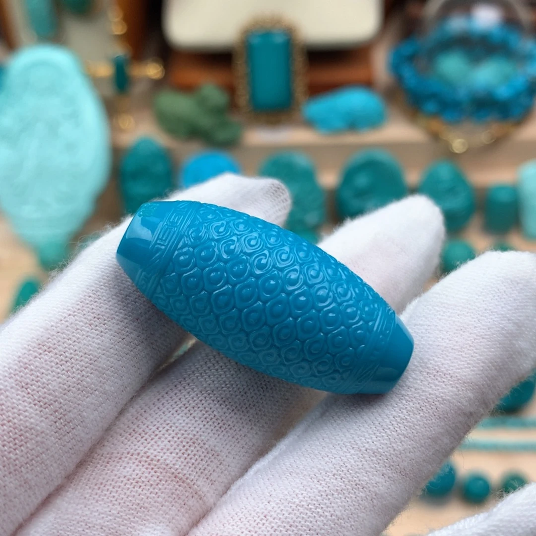 绿松石未镶嵌云纹天珠17