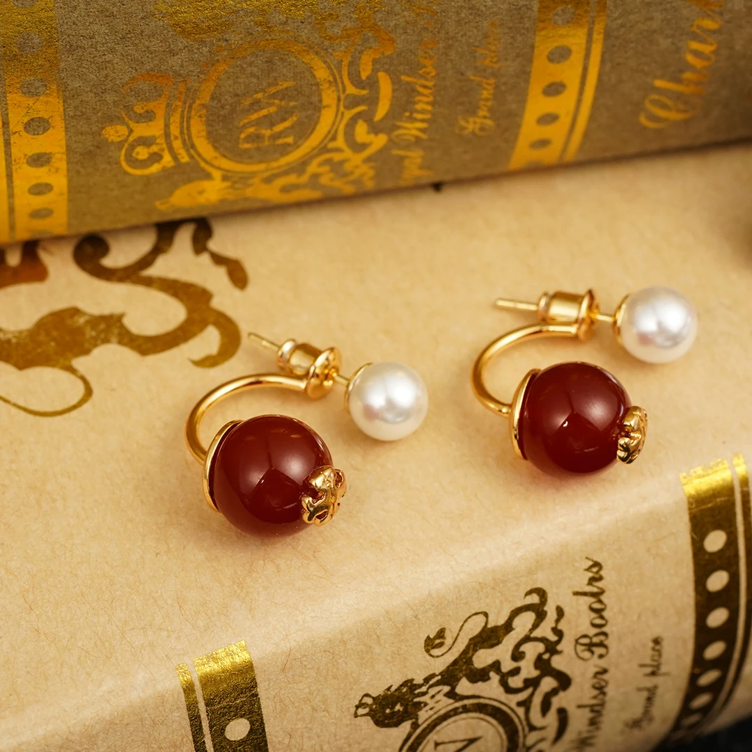 铜合金耳饰 【3513】LeLe 耳钉 法式时尚百搭气质设计师