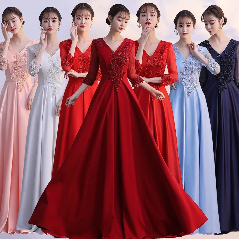 大合唱演出服成人2025新款主持人礼服长裙服显瘦宴会成人晚礼服