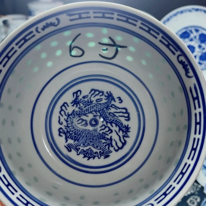 青花玲珑6寸面碗龙纹