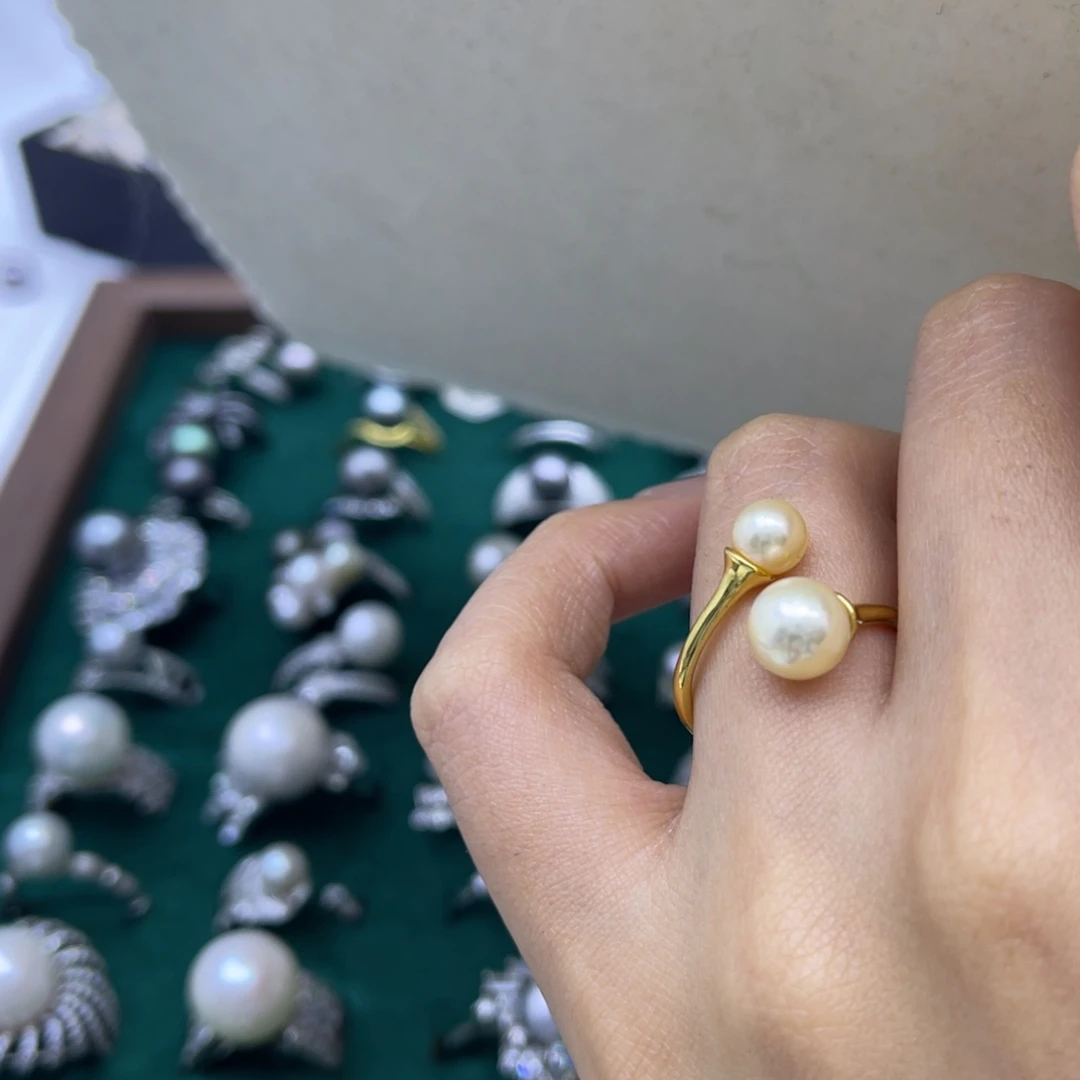 海水珍珠戒指银S925镶嵌