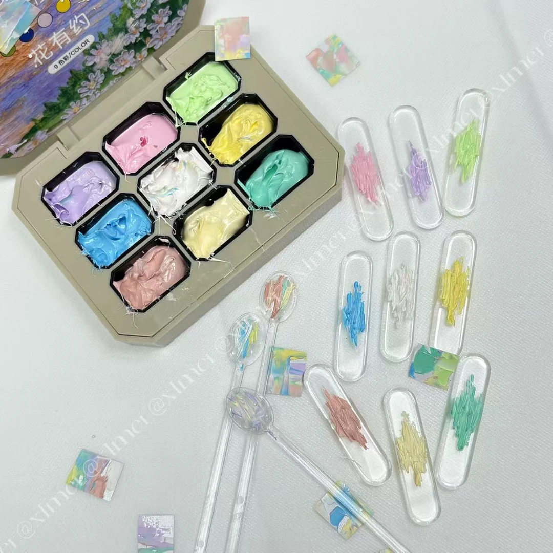 希妹美甲9色花有约油画胶