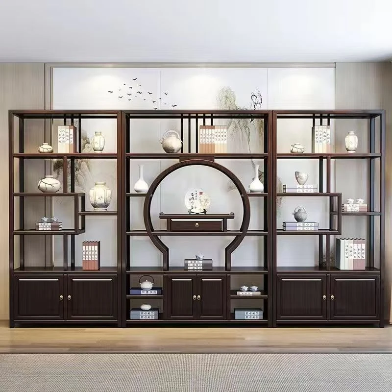 新中式实木玄关博古架书柜置物多功能客厅隔断多宝阁茶叶家用办公