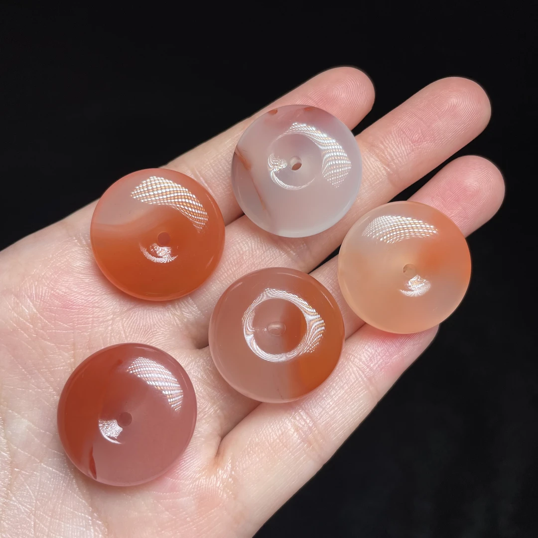【玉氏珠宝】南红平安扣吊坠-约22*6mm 多样性发一 CAN2730177