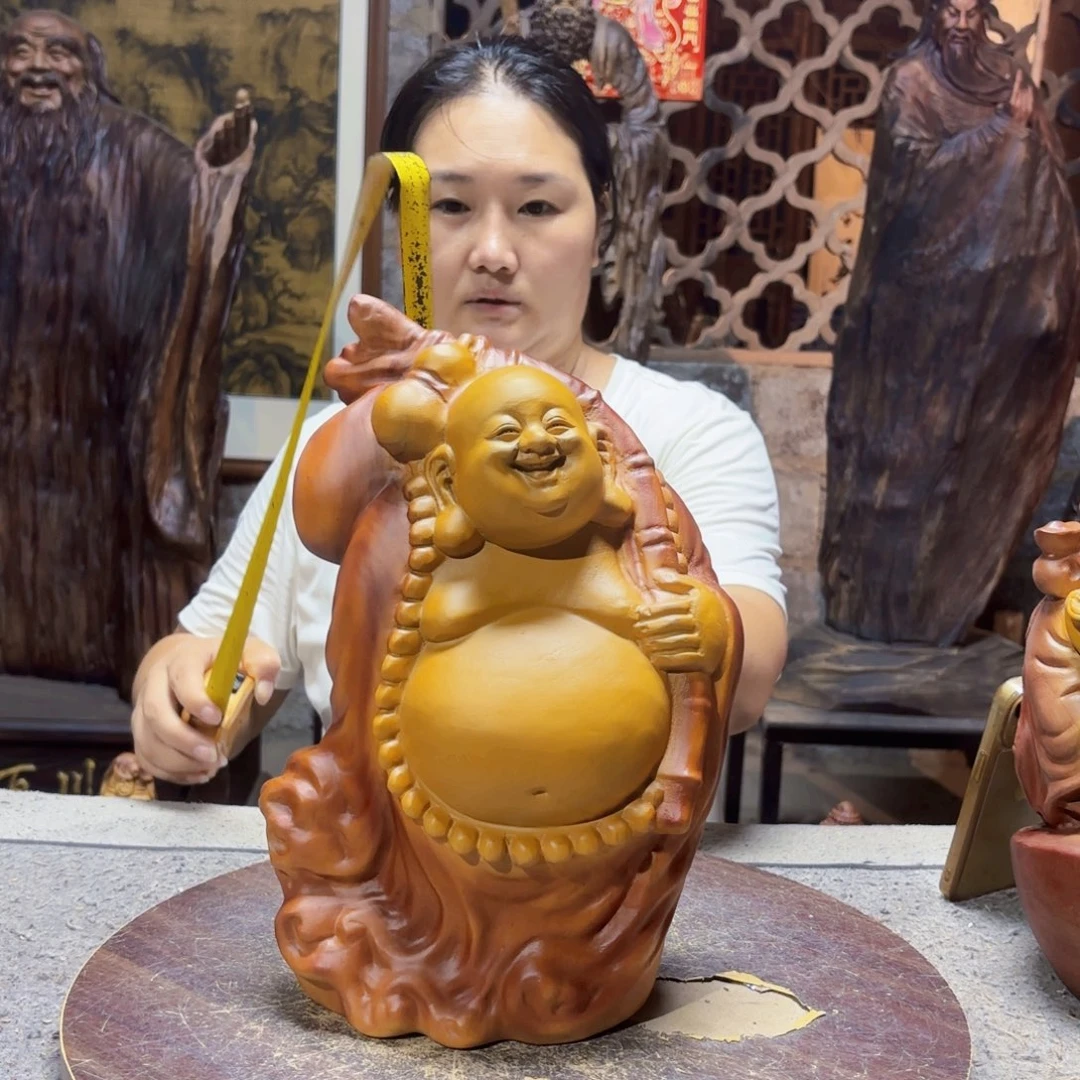 风***香樟木福袋弥勒佛