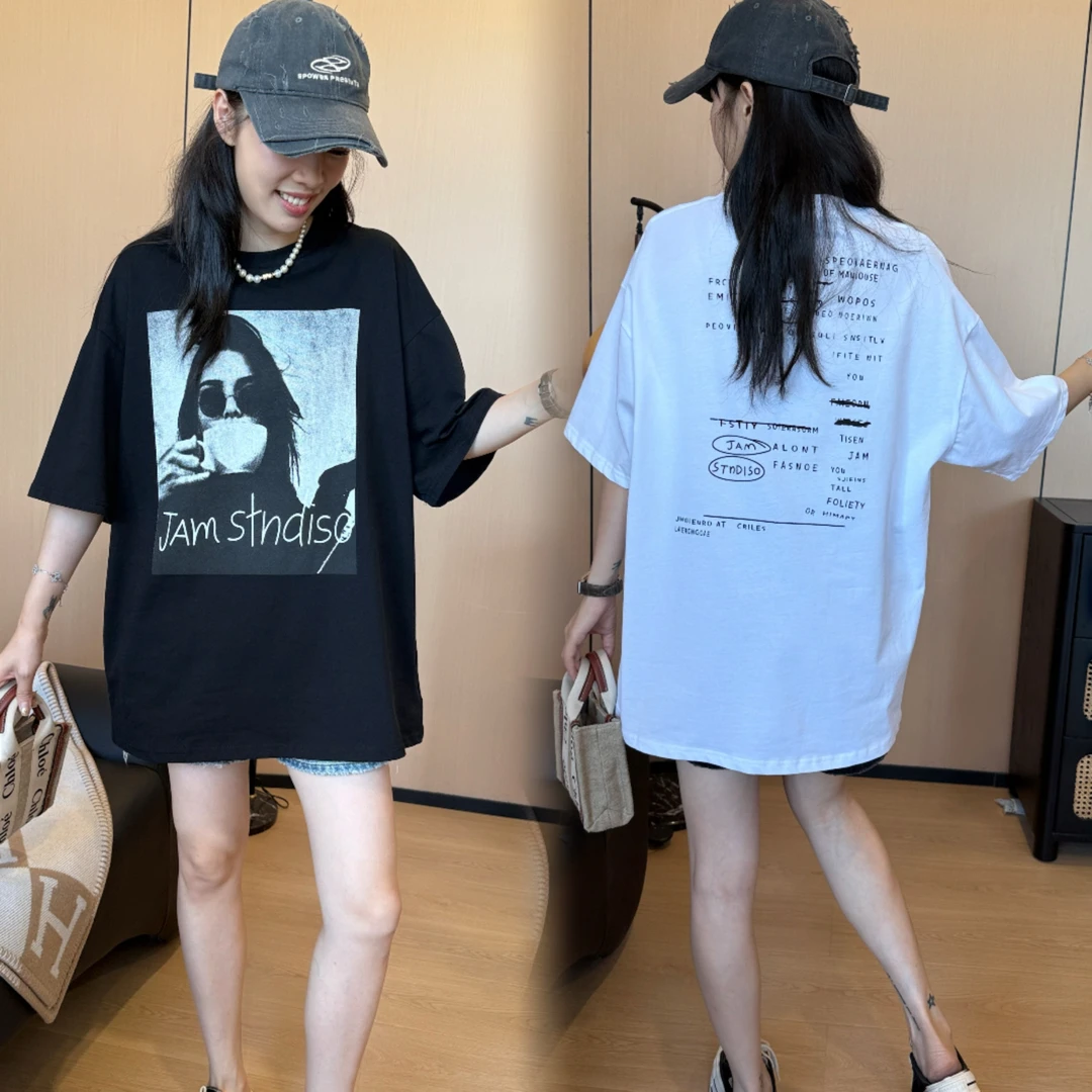 二姐的宝藏新款时尚百搭潮流显瘦欧美风短袖圆领T恤#25258