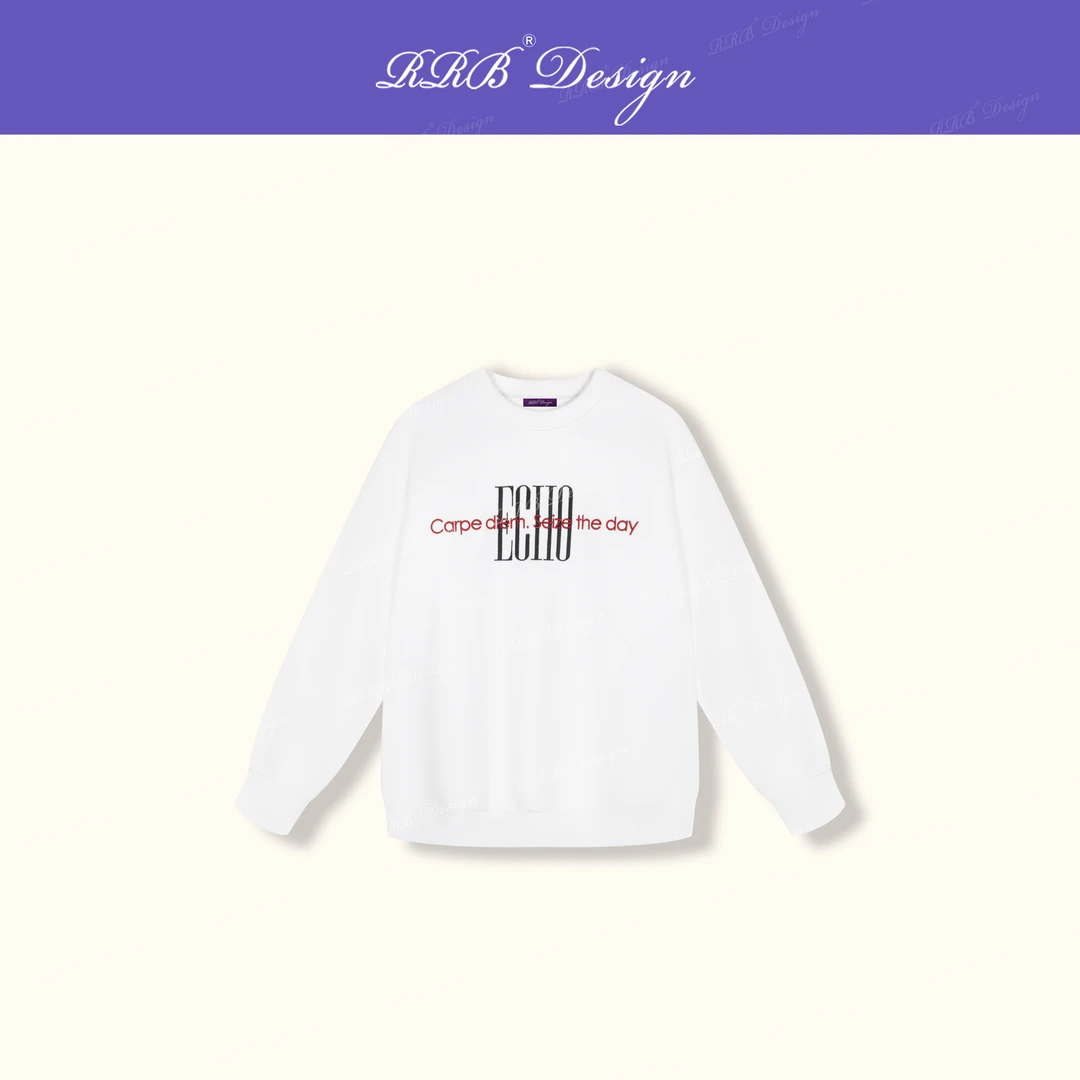 RRB Design「柔和力量」100精梳棉双股纱360g字母印花长袖圆领卫衣