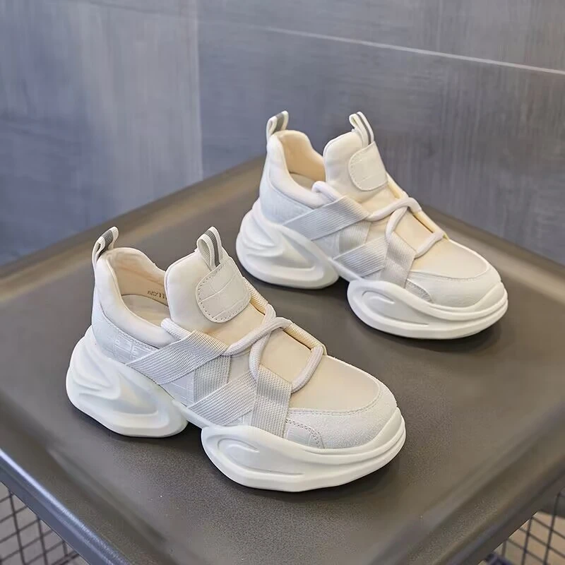 2025春季新款时尚百搭ins系带老爹鞋女厚底增高显脚小休闲运动鞋