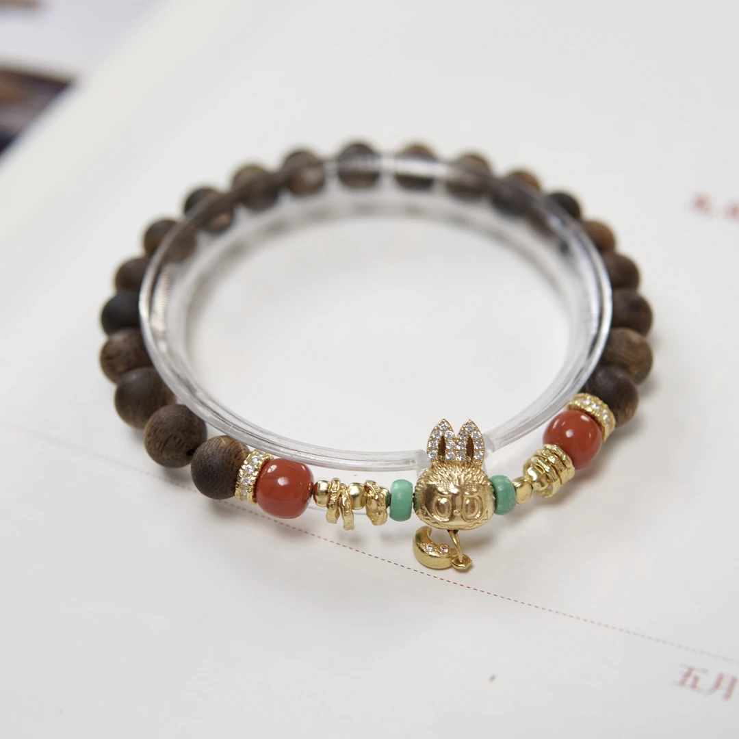 奇楠沉香圆珠拉布布手串