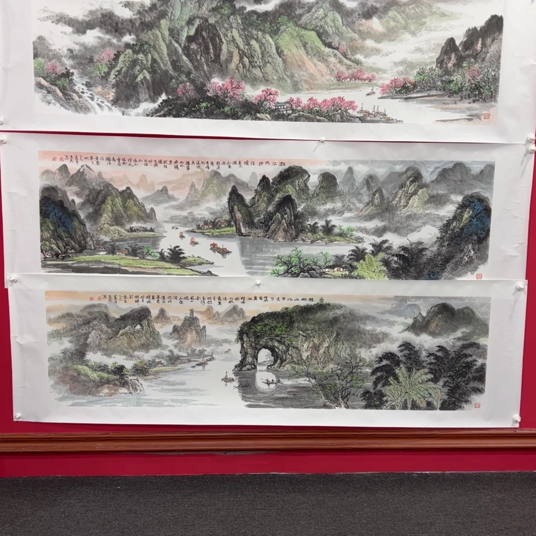 昱***湖国画黄志君老师六尺对开象山