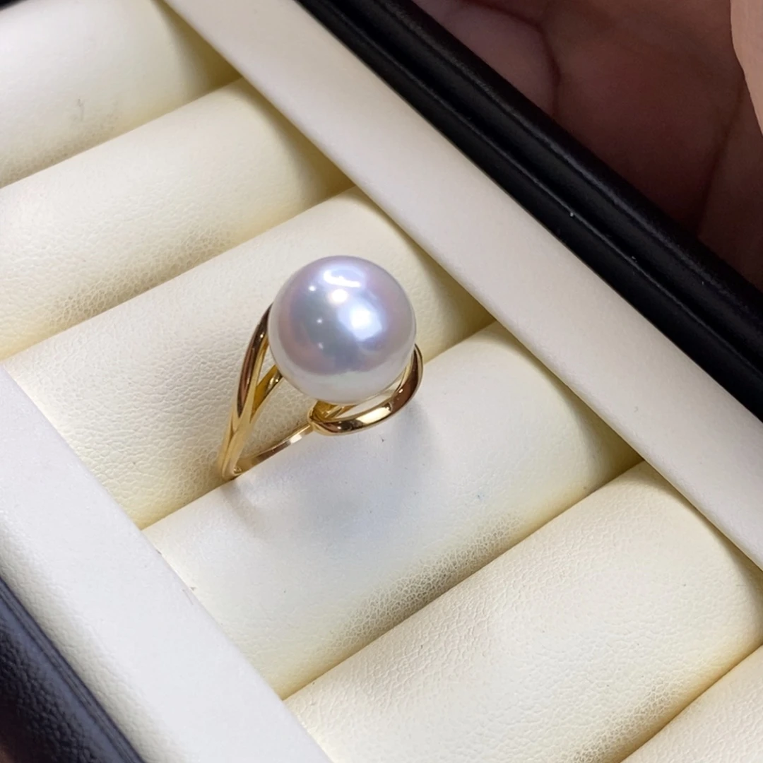 茉***莉戒指淡水珍珠银S925镀金镶嵌