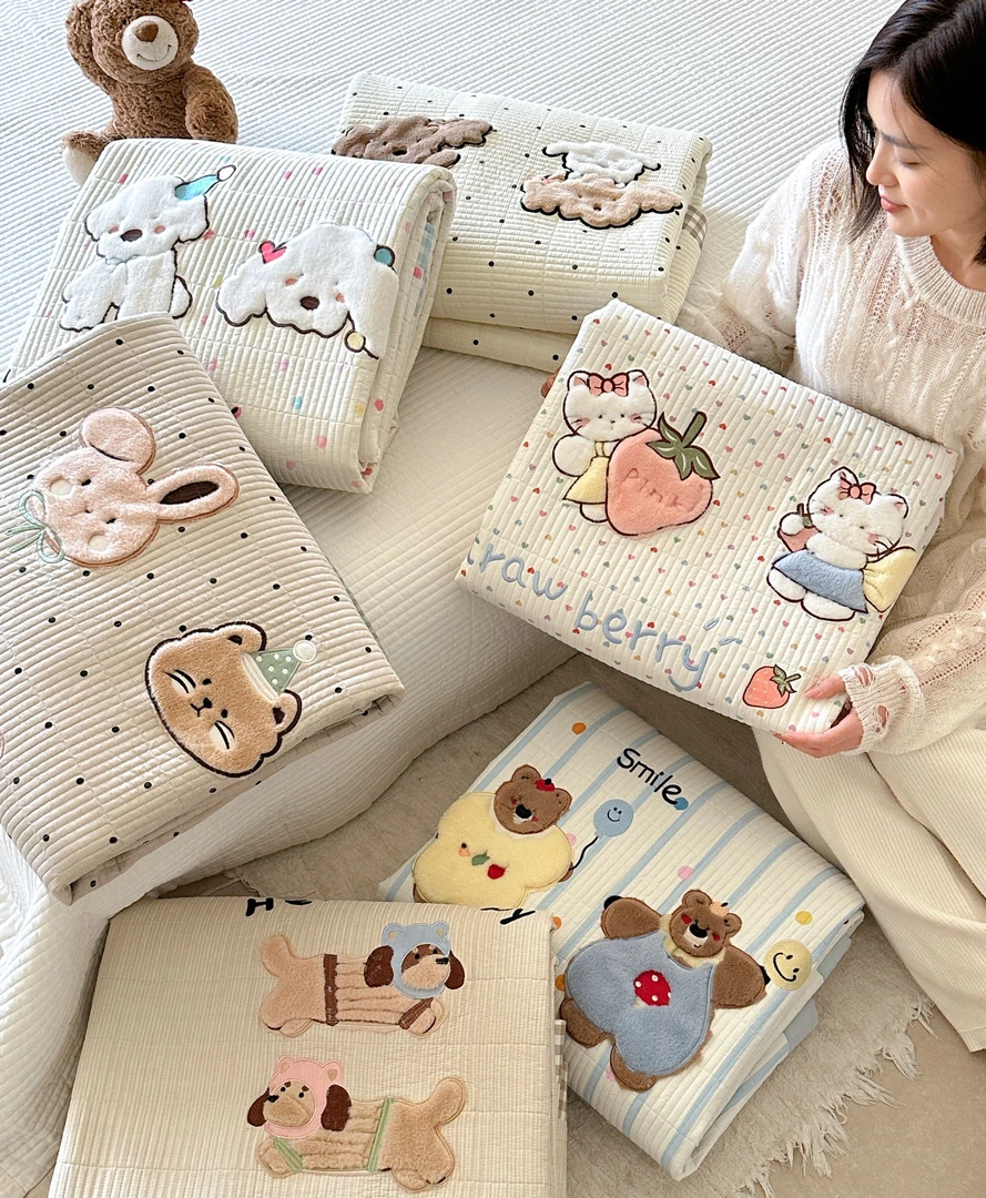 【胖家居】新款高定版双面纯棉床盖榻榻米床盖加厚夹棉床单