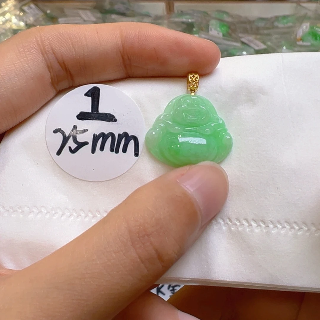吊坠(不含链)18K金镶嵌翡翠