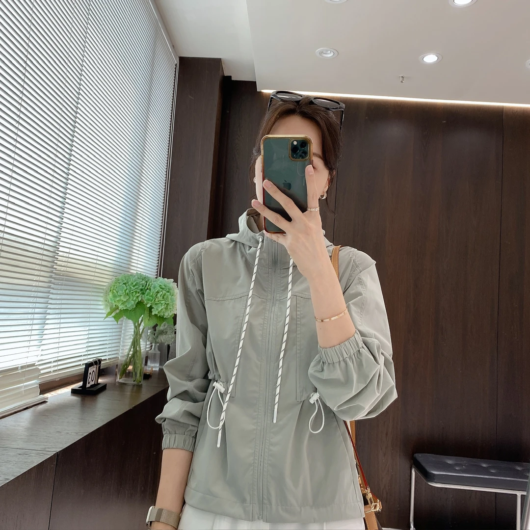 IMFLY金小金自制女装 外套DYW9106百搭抽绳连帽收腰显瘦防晒外套