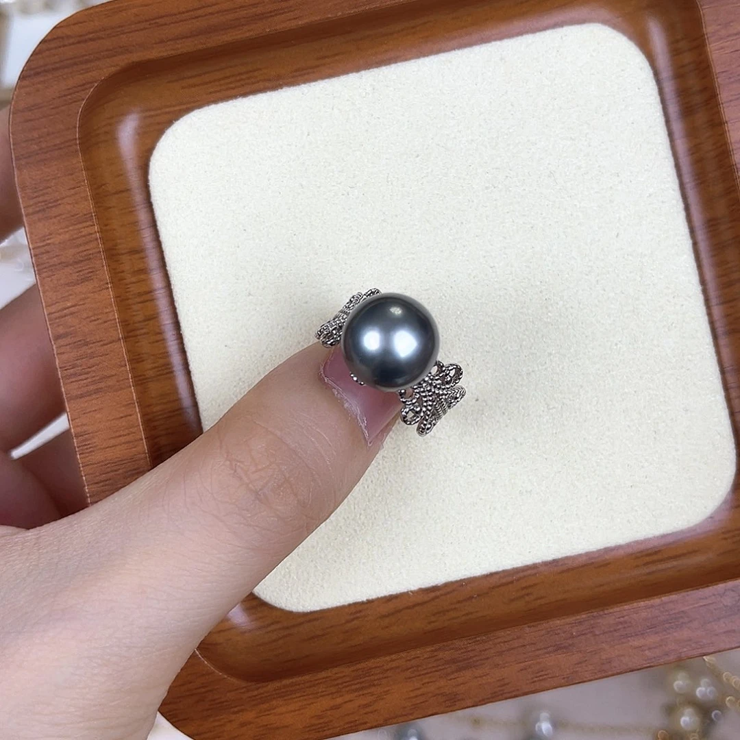 海水珍珠戒圈银S925镶嵌