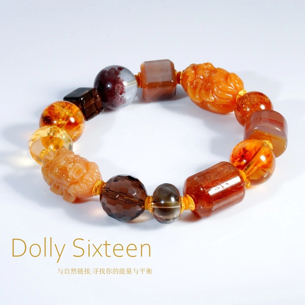 【五眼四耳】原创设计款配精雕多宝玛瑙手串（多样性发一）