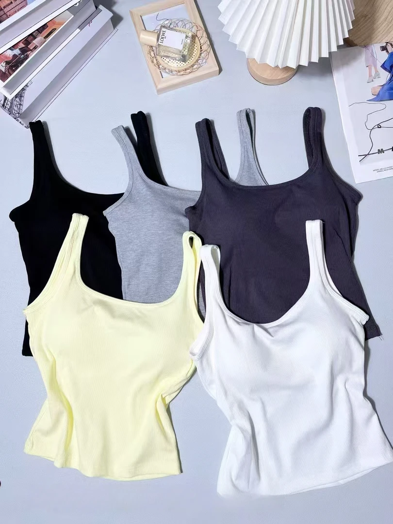 极简舒适螺纹细肩带吊带美背-258722