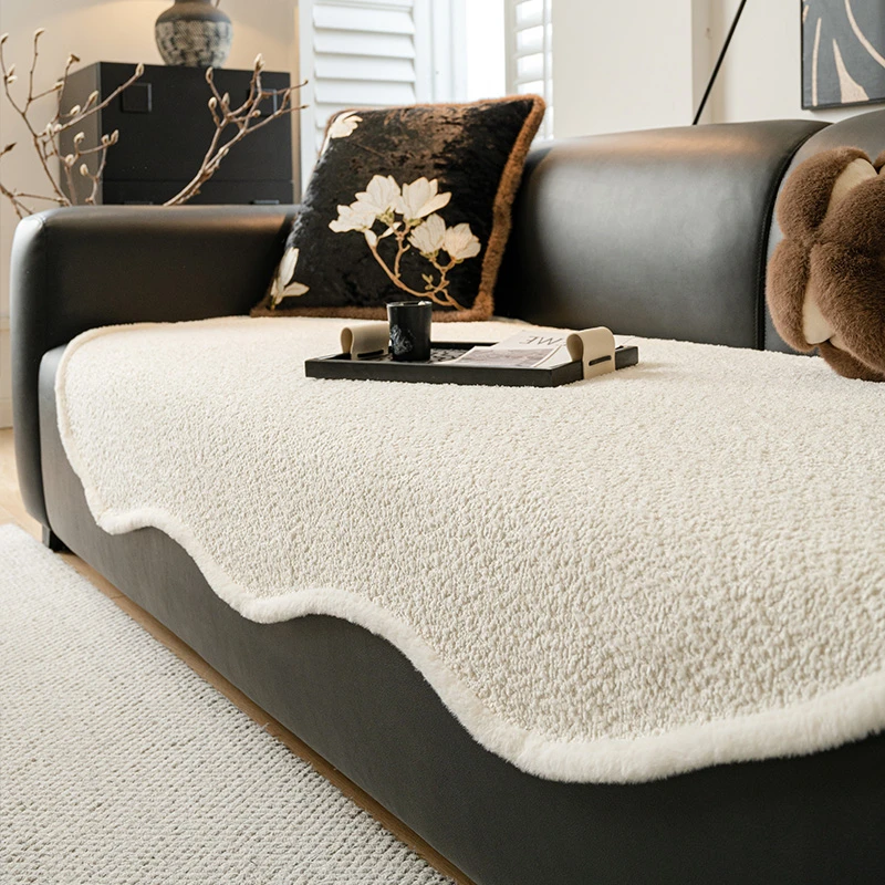 (异形素境)简约奶油风沙发毯新款沙发盖布雪尼尔沙发垫防滑四季款