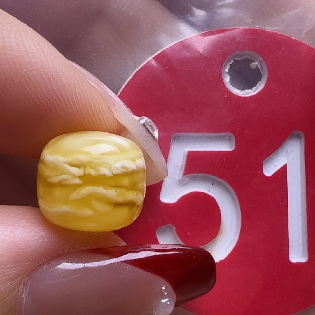 蜜蜡未镶嵌珠宝奇石10mm金瓷白虎皮老型